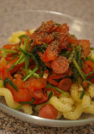 オイル不要でオイシイ　ニラ☆トマ　パスタ-レシピのメイン写真