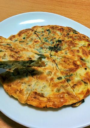 簡単モチモチ♡しゃくし菜とチーズのチヂミ-レシピのメイン写真