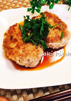 ♡蓮根ハンバーグおろしポン酢乗せ♡-レシピのメイン写真