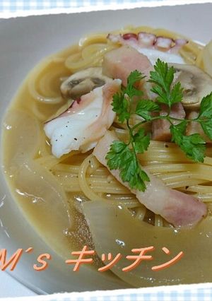 M´s特製！タコとベーコンのスープパスタ-レシピのメイン写真