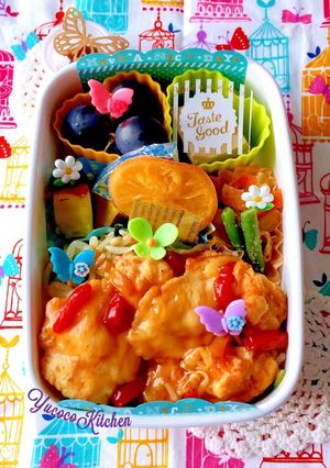 鶏天甘酢あん　生姜ご飯　６月弁当-レシピのメイン写真