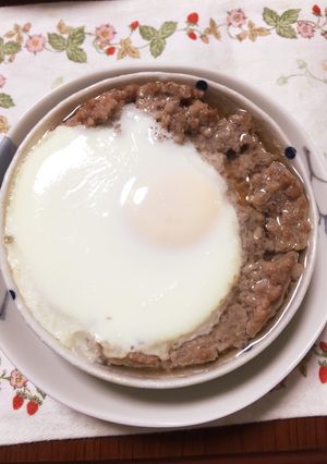豚ひき肉の月見蒸し-レシピのメイン写真