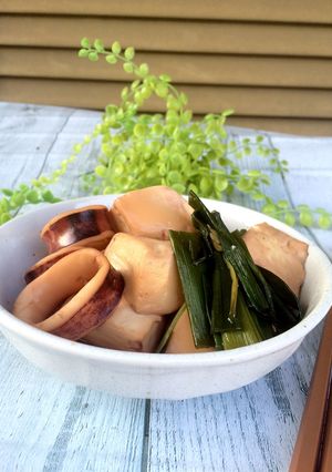 おふくろの味！スルメイカとお豆腐の煮物-レシピのメイン写真