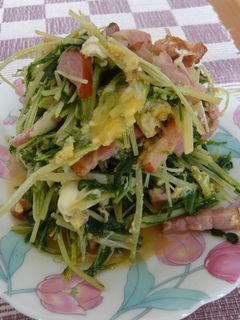 水菜とベーコンの中華卵とじ-レシピのメイン写真