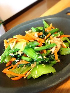 青梗菜といんげんとツナのごまポン酢和え-レシピのメイン写真