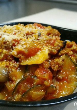 挽き肉たっぷり♪ズッキーニのボロネーゼ丼-レシピのメイン写真