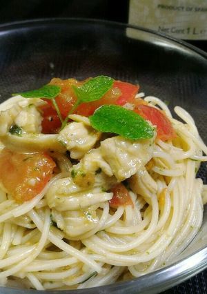 トマトと鶏肉の和風ジェノベーゼ冷製パスタ-レシピのメイン写真