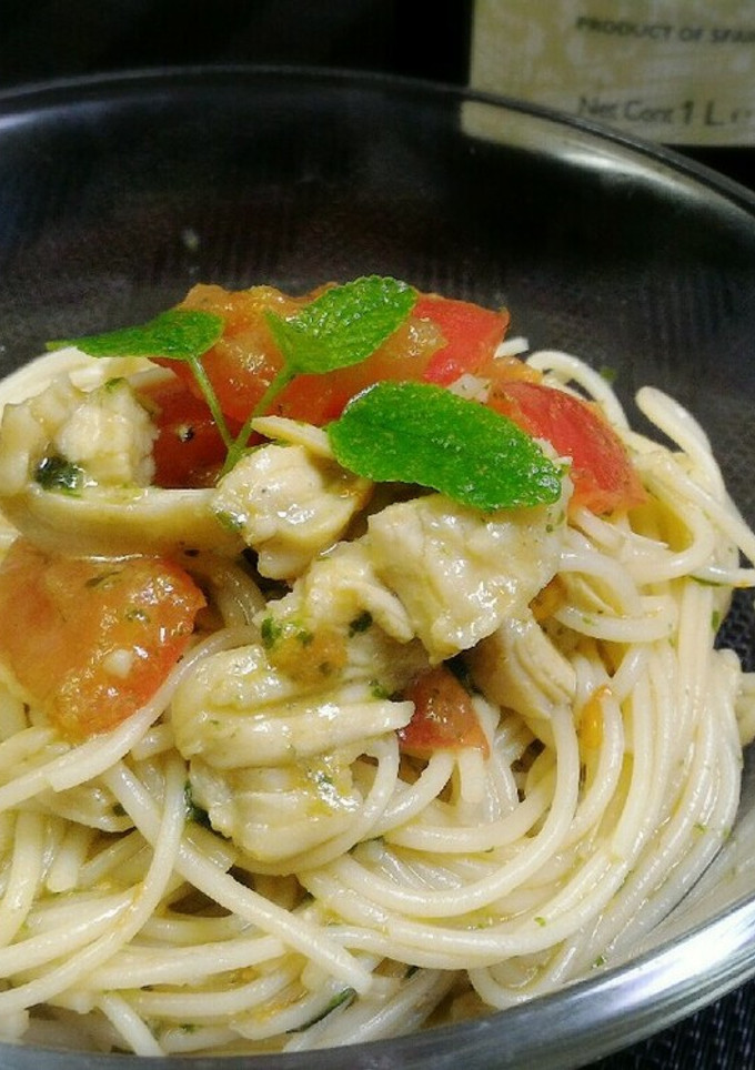 トマトと鶏肉の和風ジェノベーゼ冷製パスタ-レシピのメイン写真