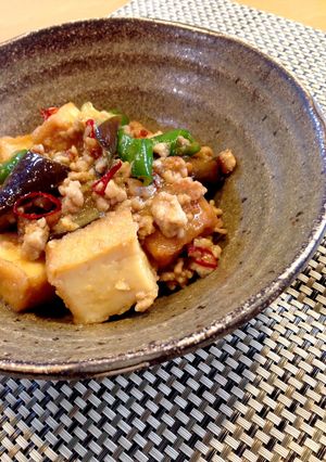 ご飯がススム♡厚揚げとナスのピリ辛肉味噌-レシピのメイン写真