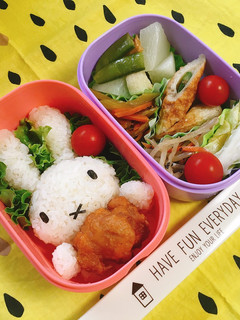 唐揚げどうぞ。ミッフィー弁当-レシピのメイン写真
