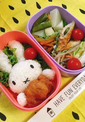 唐揚げどうぞ。ミッフィー弁当-レシピのメイン写真