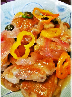 ✿紫玉葱甘酢煮で絡めた鶏肉だよ✿-レシピのメイン写真