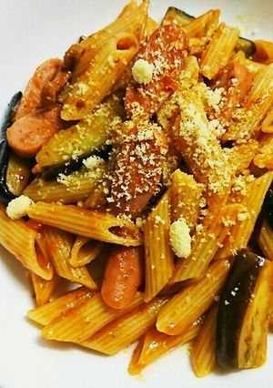 ミートソース缶で簡単ペンネ-レシピのメイン写真