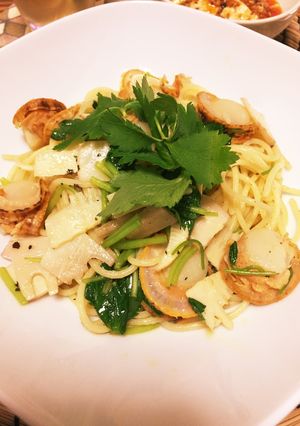 ベビーホタテとたけのこのパスタ-レシピのメイン写真