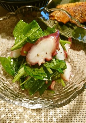 梅酢タコとほうれん草のサラダ-レシピのメイン写真