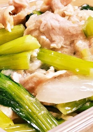 豚肉・玉ねぎ・小松菜の塩炒め-レシピのメイン写真