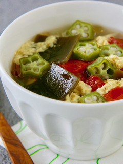 夏野菜と塩こぶ茶の卵スープ-レシピのメイン写真