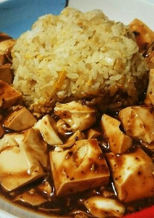 節約ヘルシー 肉なし麻婆豆腐チャーハン丼-レシピのメイン写真