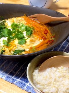 韓国風 辛いスープ 豆腐と卵&パクチー-レシピのメイン写真