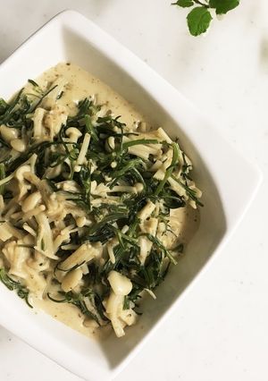 おかひじきとエノキのぽんマヨ炒め-レシピのメイン写真