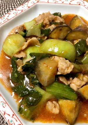 簡単☆なすと豚肉とチンゲン菜のマーボー！-レシピのメイン写真