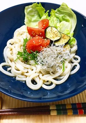 ごま油香る冷やしうどん明太子じゃこ載せ♬-レシピのメイン写真