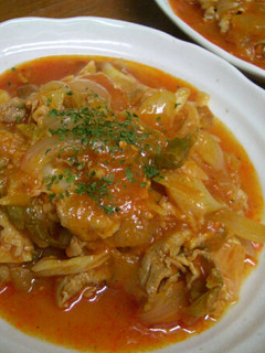 ♪豚コマとキャベツのトマト煮♪-レシピのメイン写真
