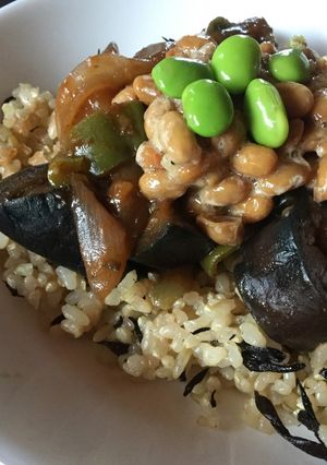 納豆と夏野菜ケチャップ丼-レシピのメイン写真