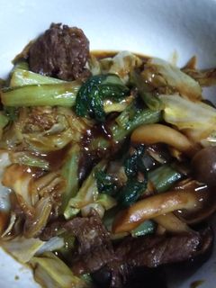 小松菜としめじとキャベツ&牛肉の味噌炒め-レシピのメイン写真