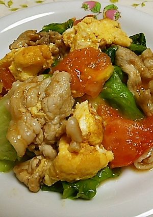 豚肉とレタス トマトでさっぱり炒め-レシピのメイン写真