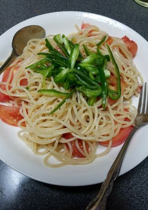 暑い日にはトマトとピーマンの冷製パスタ-レシピのメイン写真