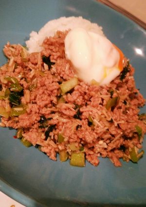 【15分以内】ガパオ風挽肉ライス温玉のせ-レシピのメイン写真
