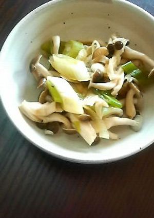 レンジでしめじと白ネギのバタつゆ和え☆-レシピのメイン写真