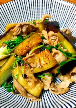 味ぽん　豚バラと茄子豆苗のさっぱり炒め-レシピのメイン写真