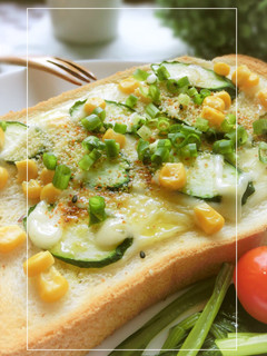 胡瓜×コーンの昆布茶レモン和トースト-レシピのメイン写真