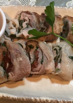 青しそと豚肉の三枚肉でお酒つまみ-レシピのメイン写真