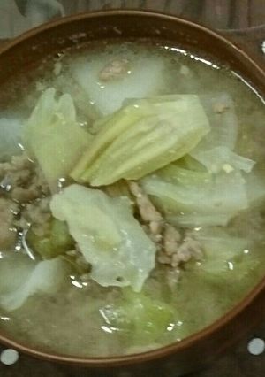 キャベツとひき肉の味噌汁-レシピのメイン写真