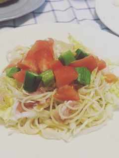 【簡単】生ハムとレタスの冷製パスタ-レシピのメイン写真