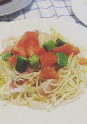 【簡単】生ハムとレタスの冷製パスタ-レシピのメイン写真