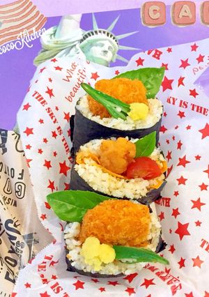 海老カツor唐揚げ♡おにぎらず　６月弁当-レシピのメイン写真