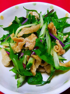 水菜と鶏皮の中華サラダ!-レシピのメイン写真