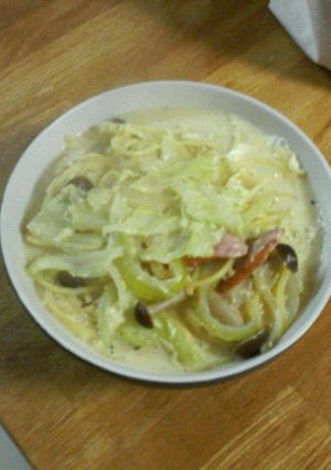 キャベツときのこの豆乳スープスパゲティ-レシピのメイン写真