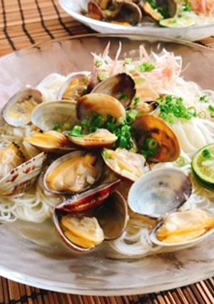 涼味・すっきり出しあさりのボンゴレ素麺-レシピのメイン写真