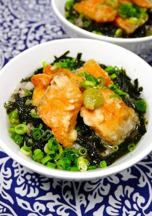 簡単！銀鮭の天茶(天ぷら茶漬け)-レシピのメイン写真