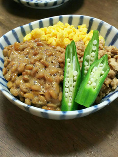 朝食に☆ランチに☆二色丼に納豆プラス♪-レシピのメイン写真