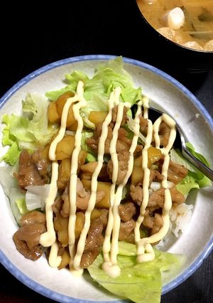 せせりとジャガイモの照り焼き丼-レシピのメイン写真