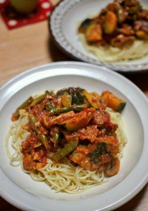 牛肉と夏野菜のトマトソースパスタ-レシピのメイン写真