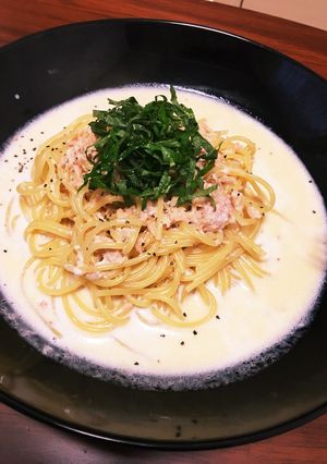 鮭と大葉の和風クリームスープパスタ-レシピのメイン写真