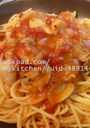 チキンとトマトのぐつぐつパスタか、スープ-レシピのメイン写真