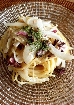 しば漬けと新玉葱ツナの簡単クリームパスタ-レシピのメイン写真